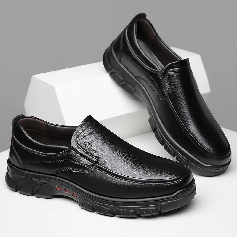 Mocassins Cuir Noir Homme Grande Taille – Chaussures Dress Designer Semelle Douce Printemps