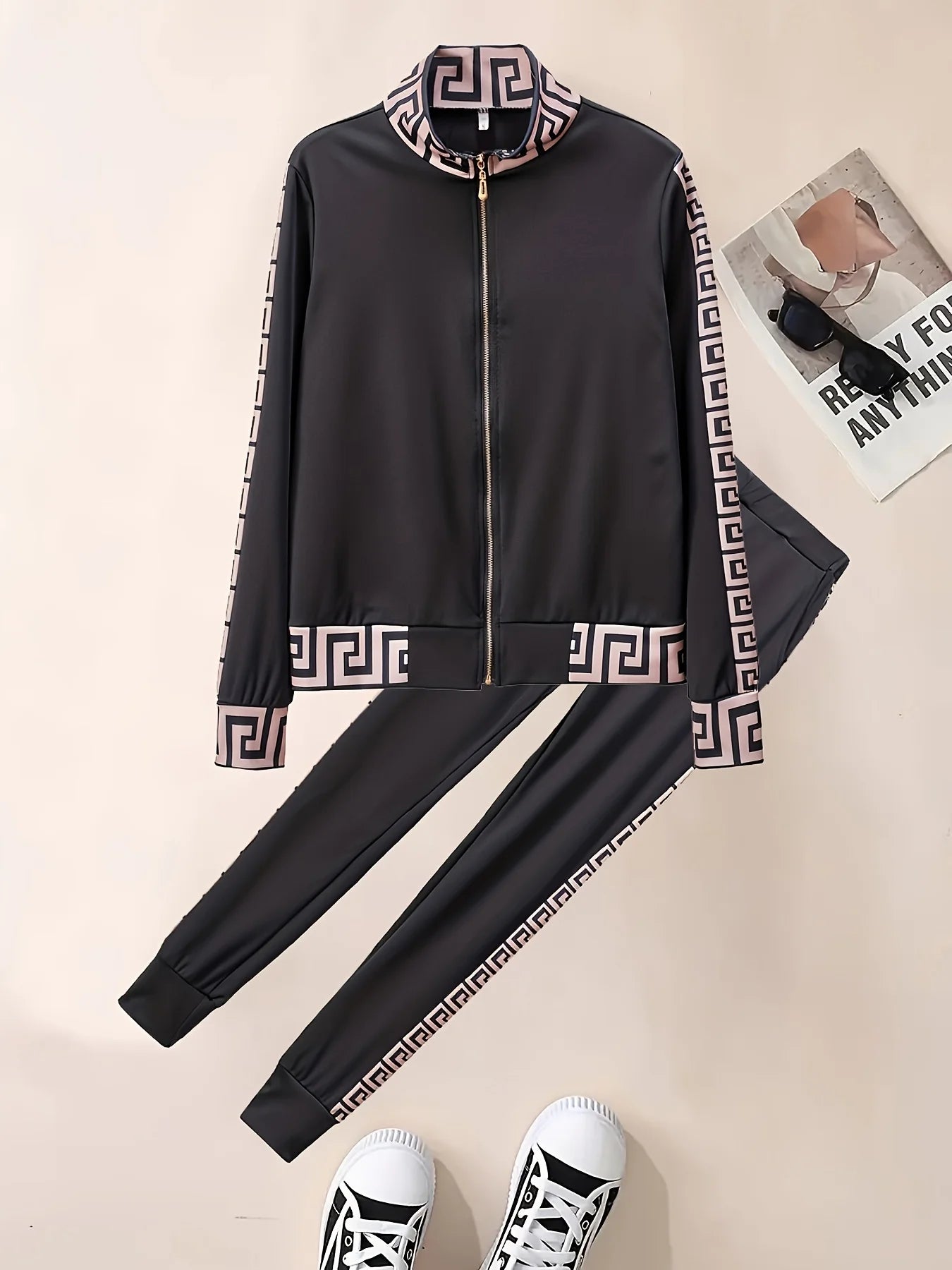 Ensemble 2 Pièces Femme Imprimé Coutures – Style Américain Casual Décontracté | Tendance 2025
