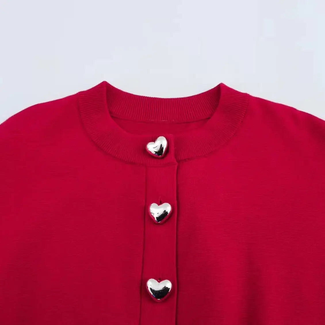 Cardigan Court Tricoté Femme Boutons Col Rond Manches Longues – Poignets Côtelés Chaud Automne