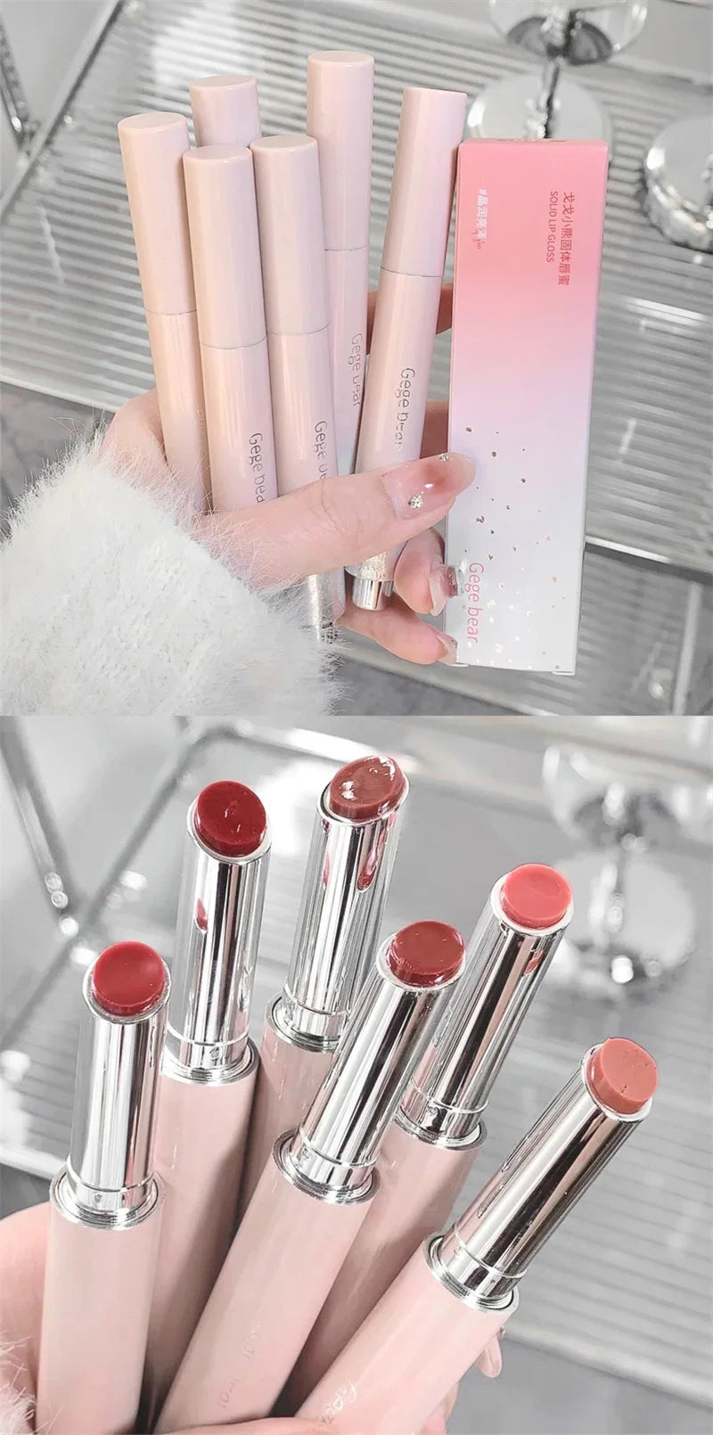 Gloss Jelly 6 Couleurs Miroir Hydratant – Rouge à Lèvres Solide Brillant Teinture Maquillage