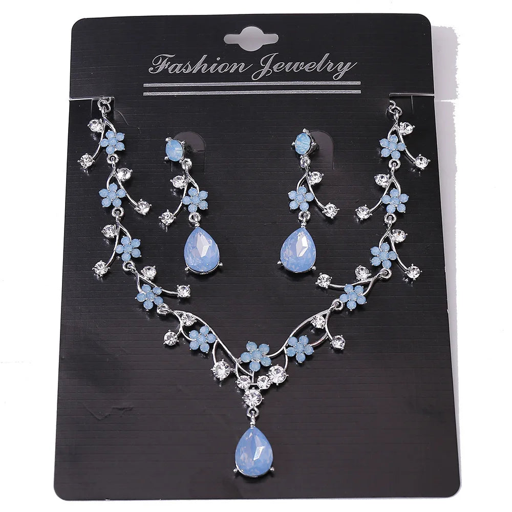 DIEZI Parure Couronne Baroque Mariage Cristal Opale – Tiare Collier Boucles Princesse