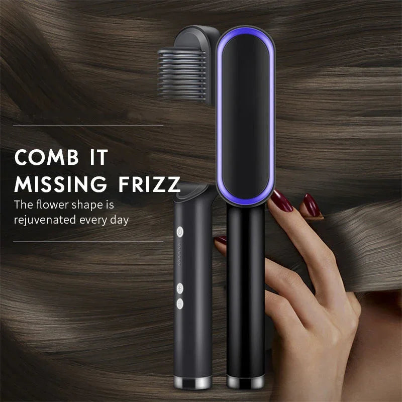 Lisseur Brosse Chauffante Électrique Multifonction – Peigne Professionnel Coiffure Rapide