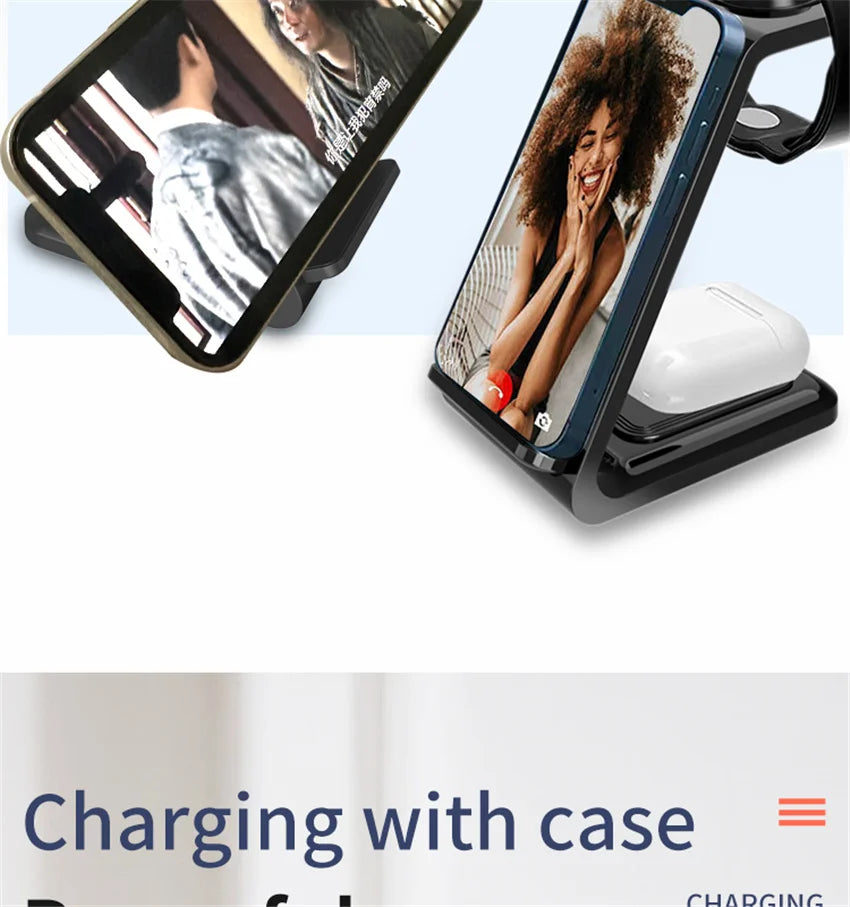 Chargeur 3-en-1 Stand Charge Rapide – iPhone 17-12 Apple Watch 6-8 iWatch AirPods Pro