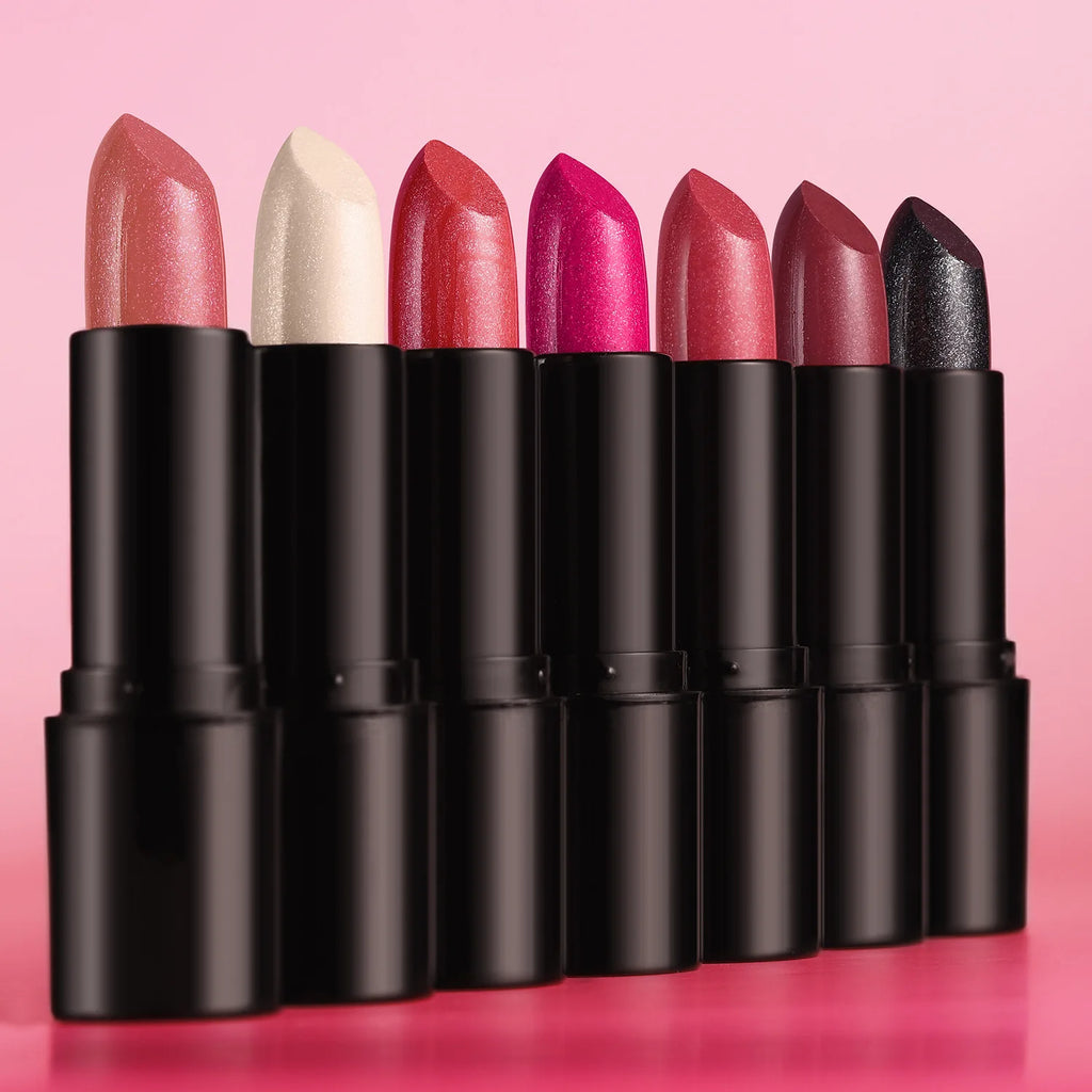 Rouge à Lèvres Métallique Nacré 7 Couleurs – Waterproof Longue Tenue | Diamant Brillant