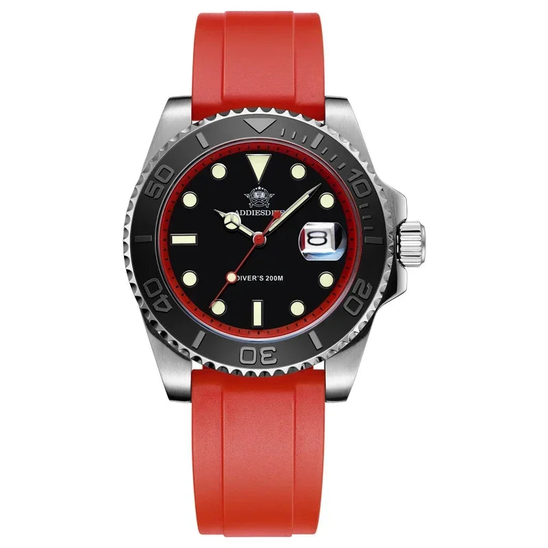 Montre Homme ADDIESDIVE AD2040 Quartz Plongée 41mm – Super Lumineuse 200M Caoutchouc Calendrier