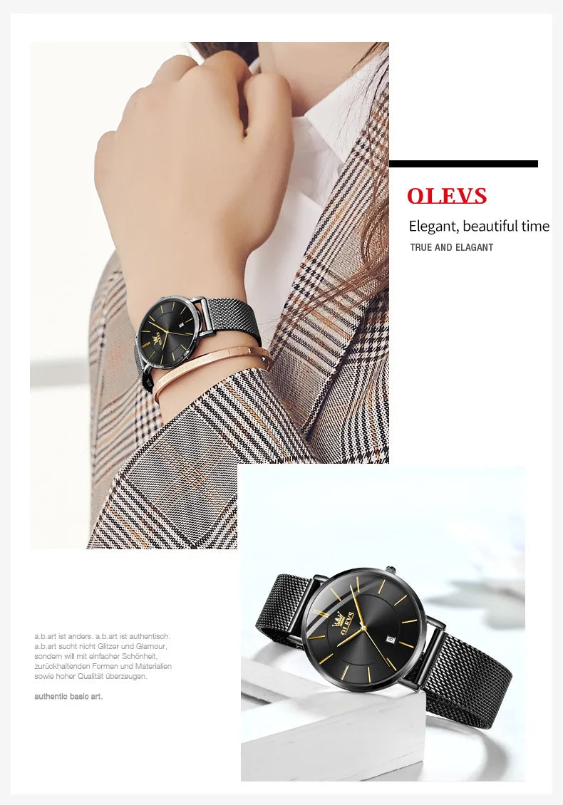 OLEVS Damenuhr Quarz Wasserdicht Luxus Edelstahl Roségold Elegant Geschenkbox Inklusive | OLEVS Damen Luxus Roségold Premium Uhr