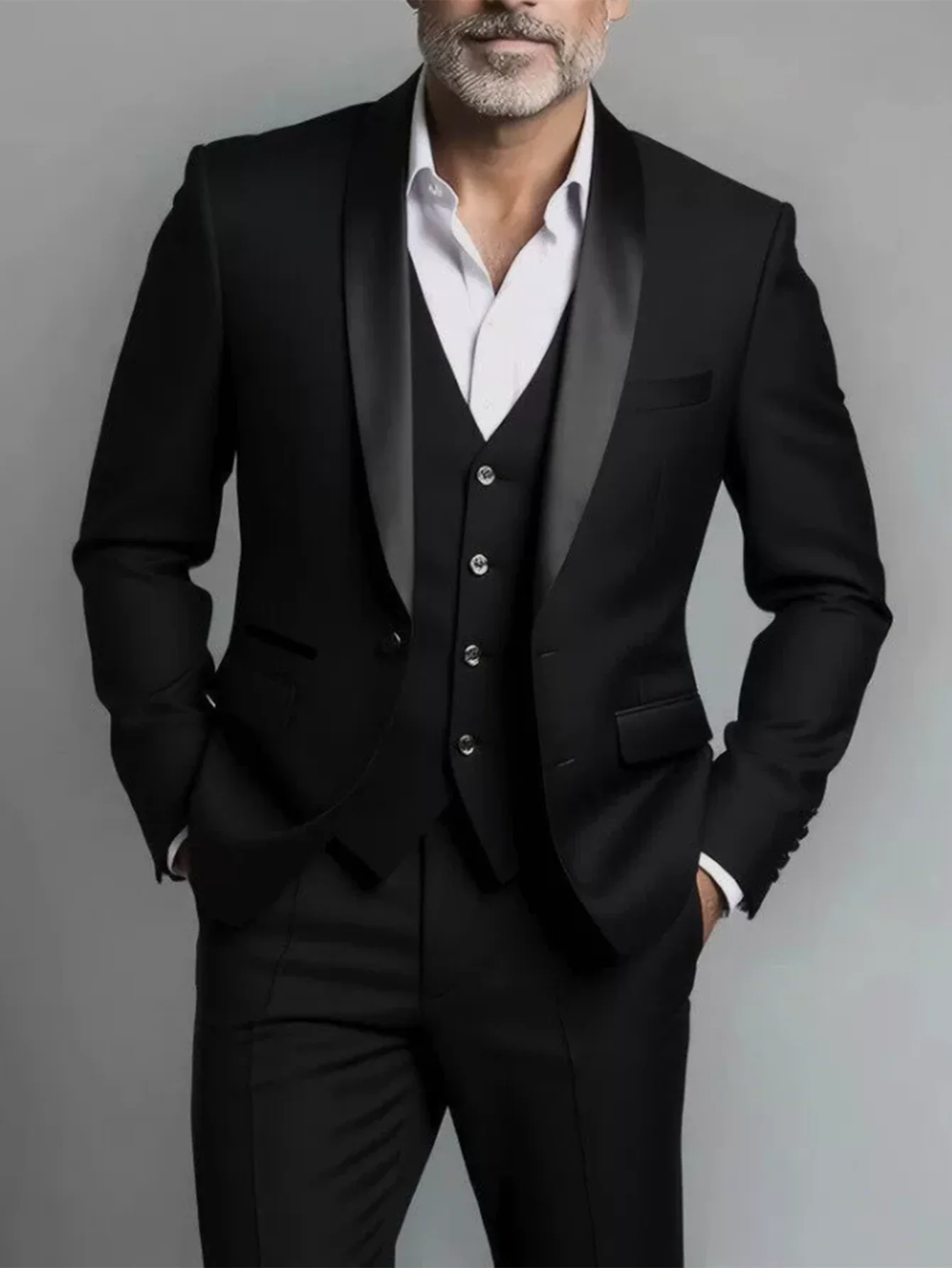 Costume Homme Slim Fit Noir – Ensemble Tuxedo Élégant Mariage & Cérémonie | Mode Homme Premium