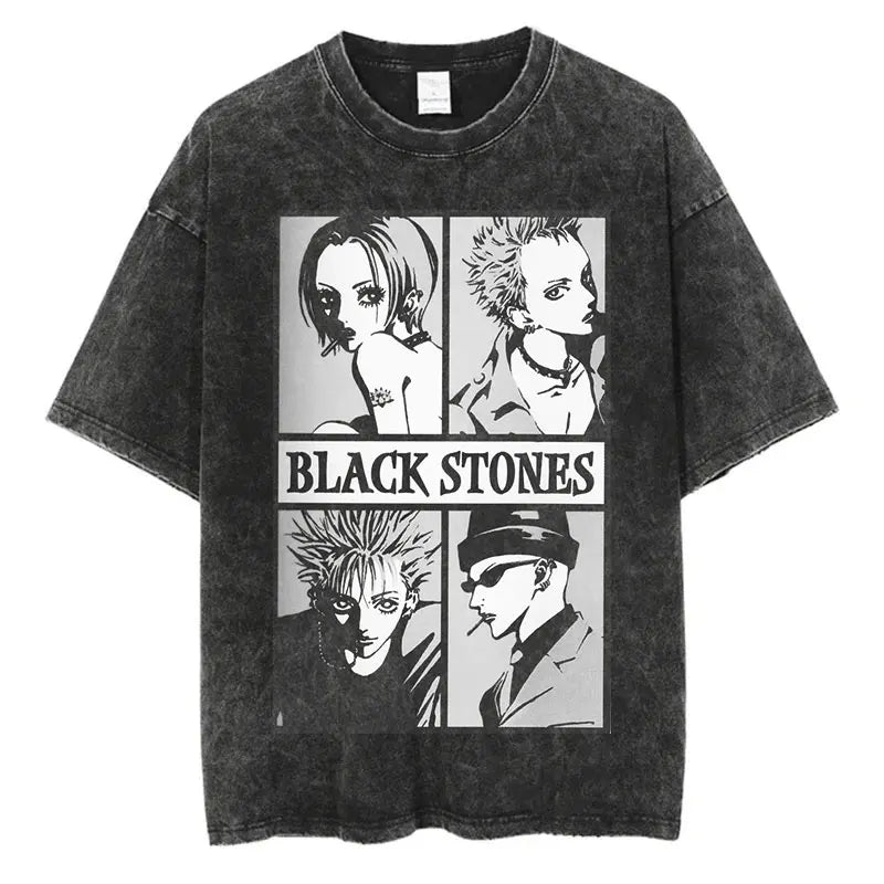 T-Shirt Anime Nana Osaki Imprimé Vintage Washed Harajuku Streetwear Graphique Été Manches Courtes Coton Unisexe – Tee Manga Japonais Tendance | Mode Streetwear Anime Premium