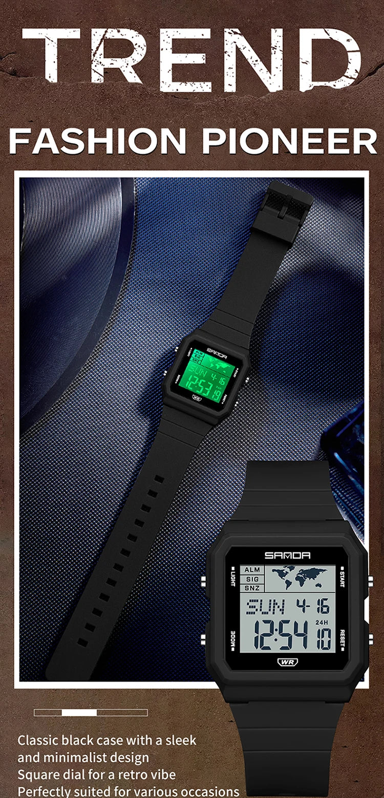 Montre Homme SANDA 2217 Digital Sport Multifonction Alarme Countdown Lumineux Étanche – Fashion Tendance