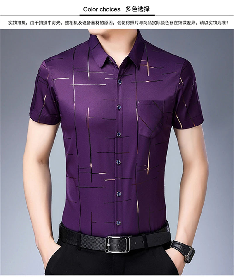 Chemise Homme Business Casual Manches Courtes Sans Repassage Anti-Froissé Confortable Polyvalente Élégante Intemporelle Fashion – Chemise Premium Sans Repassage Anti-Froissé Business Casual | Mode Homme Business Premium