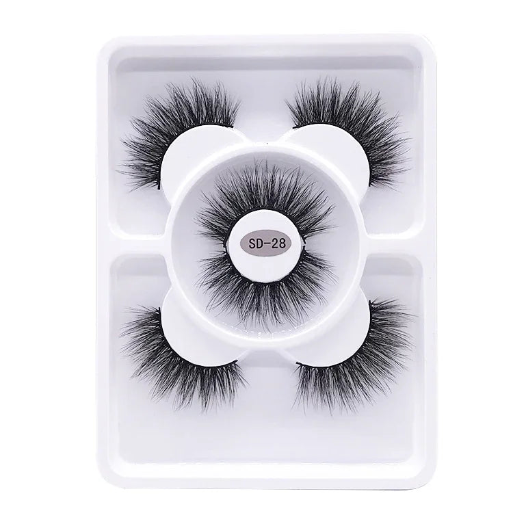 Faux Cils 3D Mink Naturels 2025 – Lot 3 Paires Longues | Extensions Cils Beauté