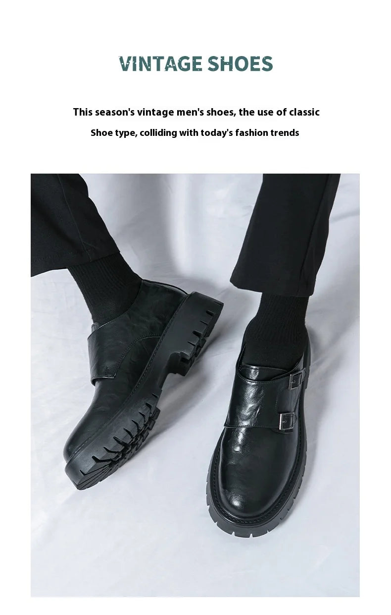 Derby Grasp Leder British Platform Homme – Schnalle Casual High & Low Lederschuhe