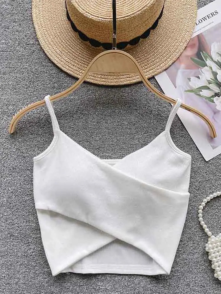 Damen-Trägertop mit unregelmäßigen Trägern, einfarbig, schlank, schick, Y2K – elegantes, lässiges und trendiges Sport-Top