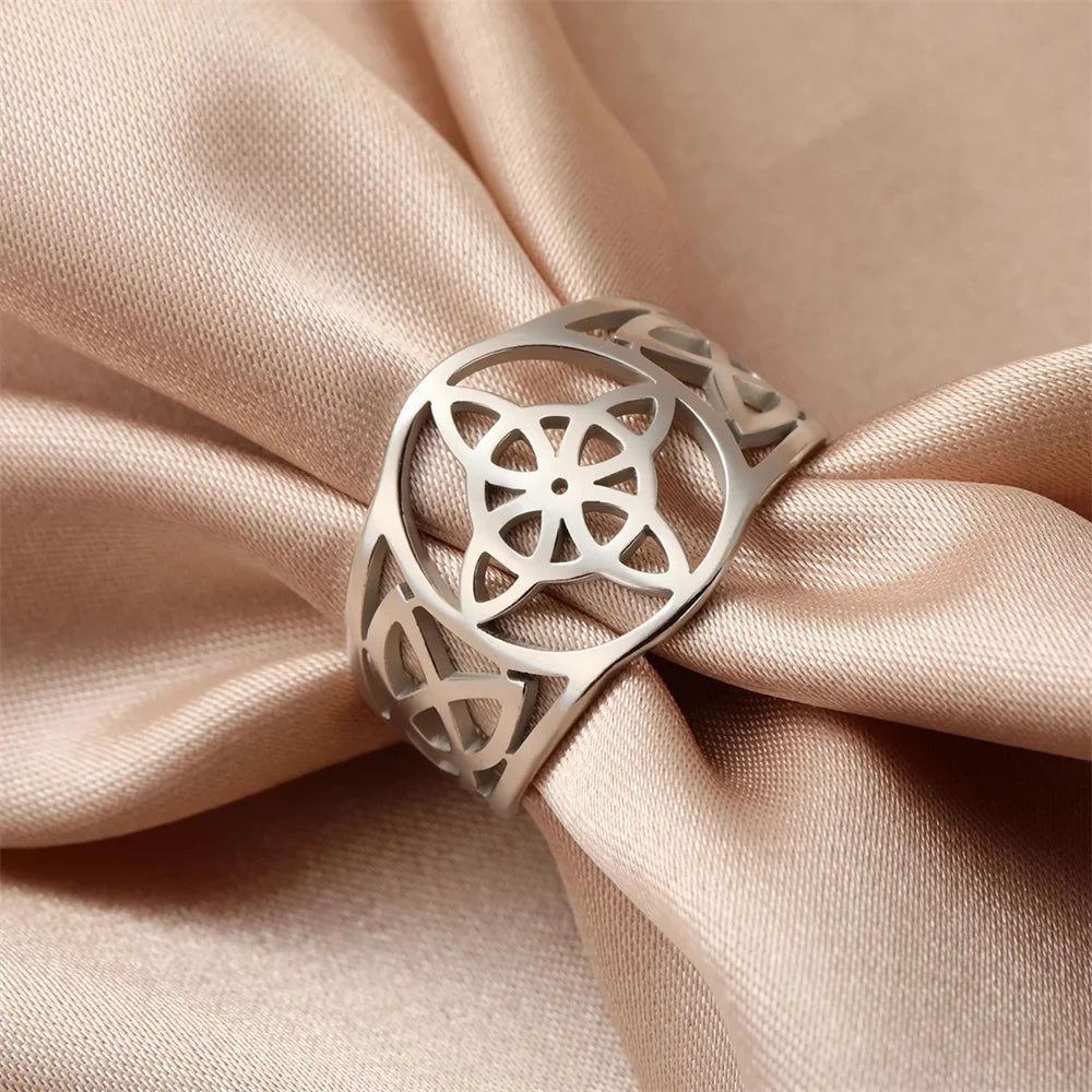 Bague Nœud Celtique Acier Inoxydable — Amulette Protection Wicca Couple