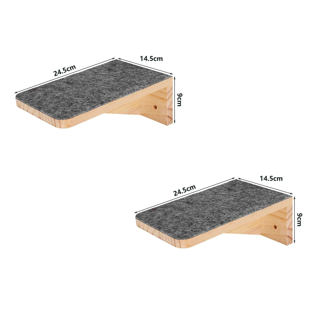 Arbre à Chat Mural Escalade Bois – Étagères Plateforme Saut Hamac Escalier | Aire de Jeux Chaton Mobilier