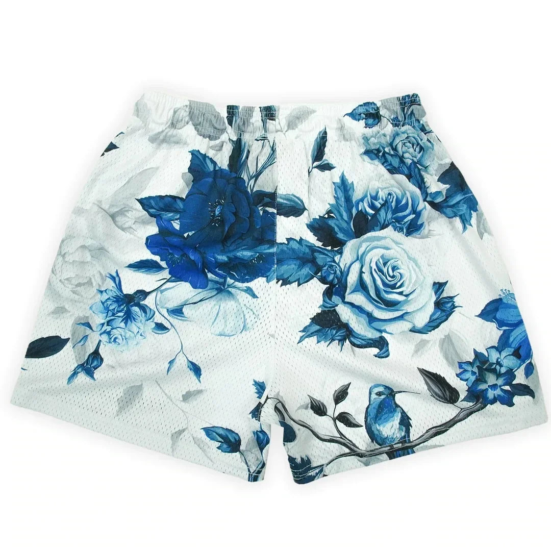 Short Homme Été Rose Broderie Casual Streetwear Hip Hop Fitness Polyester Séchage Rapide Respirant – Short Sport Tendance | Mode Homme Urban