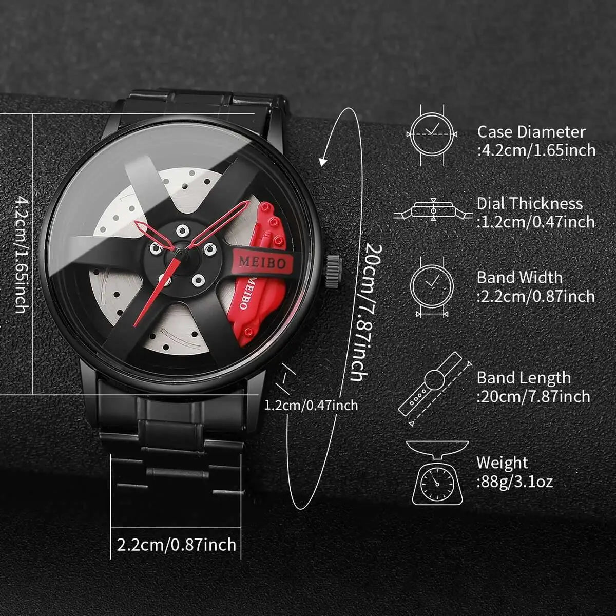 Montre Homme Sport Roue 3D Auto – Bracelet Acier Inoxydable Business Fashion