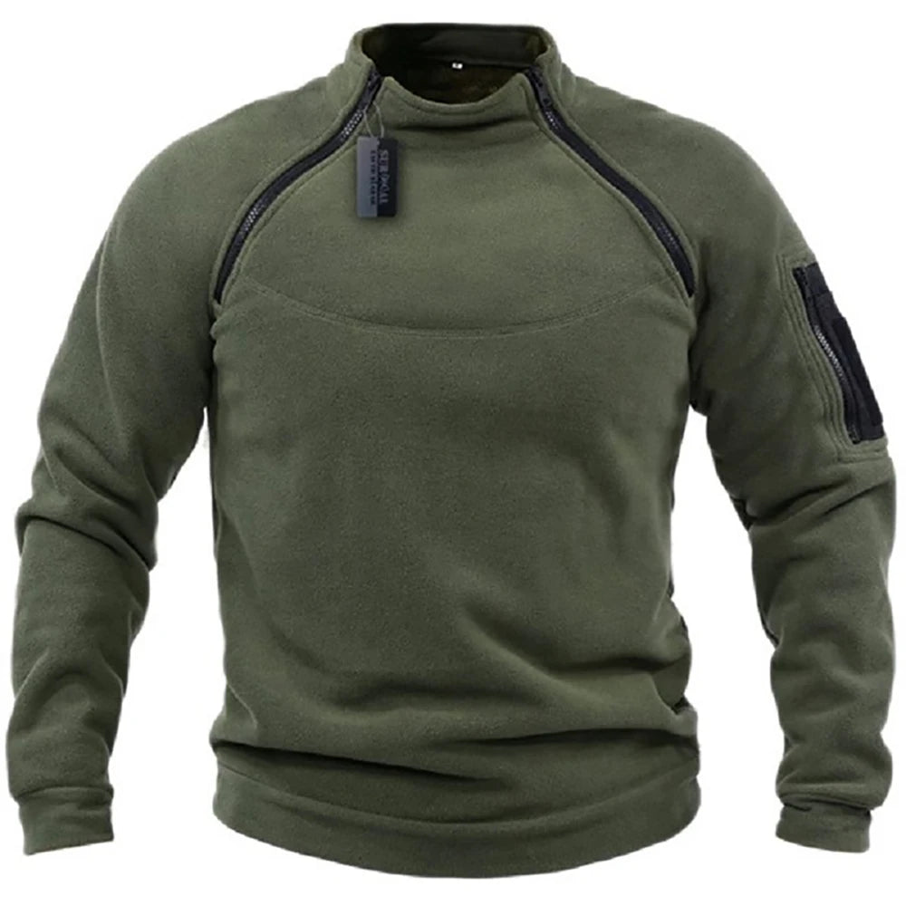 Herren Taktische Outdoor Fleecejacke mit Reißverschluss Winddicht Thermisch Warm Wandern Sweatshirt Herbst Winter | Premium Taktische Outdoor Fleecejacke