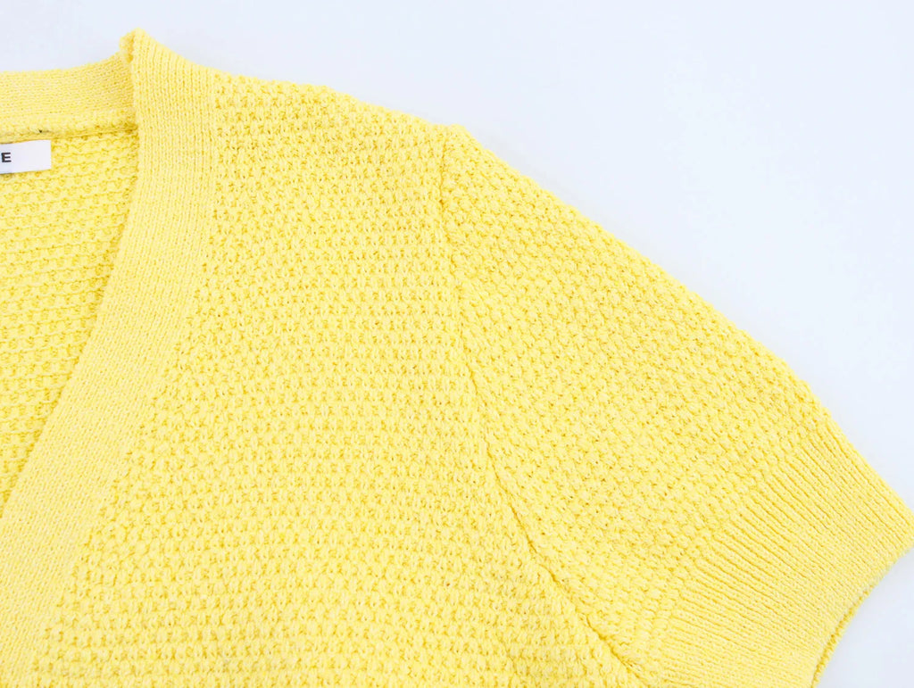 Cardigan Tricoté Col V Style Japonais - Doux Polyvalent Couleur Unie Été Femme | DEEABAE 2025