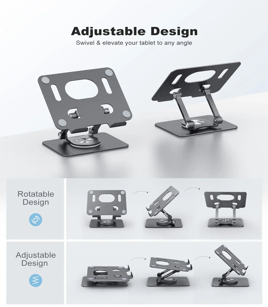 KOOTION Support Tablette 360° Pliable & Réglable – Compatible iPad Pro/Air/Mini & Laptop 5.8''-12''