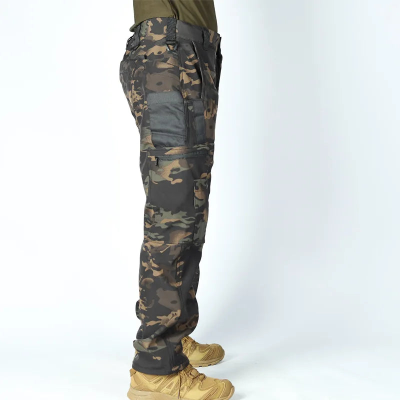 Herren Taktische Fleece Softshell Cargohose Multipocket Outdoor Wandern Sport Militär Warm Herbst Winter Arbeit – Premium Tactical Hose Allrounder | Outdoor Mode Premium Herren
