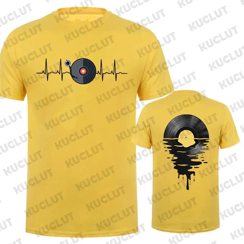 T-Shirt Unisexe Amoureux de Musique DJ Vinyle Phonographe Imprimé Drôle Cadeau Musique Homme Femme – Tee Graphique Tendance | Mode Unisexe Musique