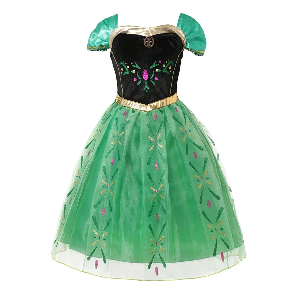 Robe Princesse Fille Déguisement Elsa Anna Ariel – Costume Carnaval Halloween Fête Cosplay Enfant