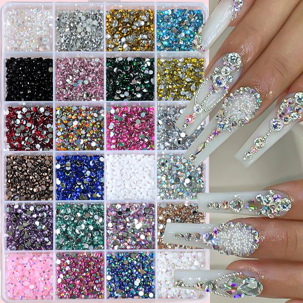 Strass Nail Art 3D Colorés – Diamants Plats Ronds | Déco Ongles DIY