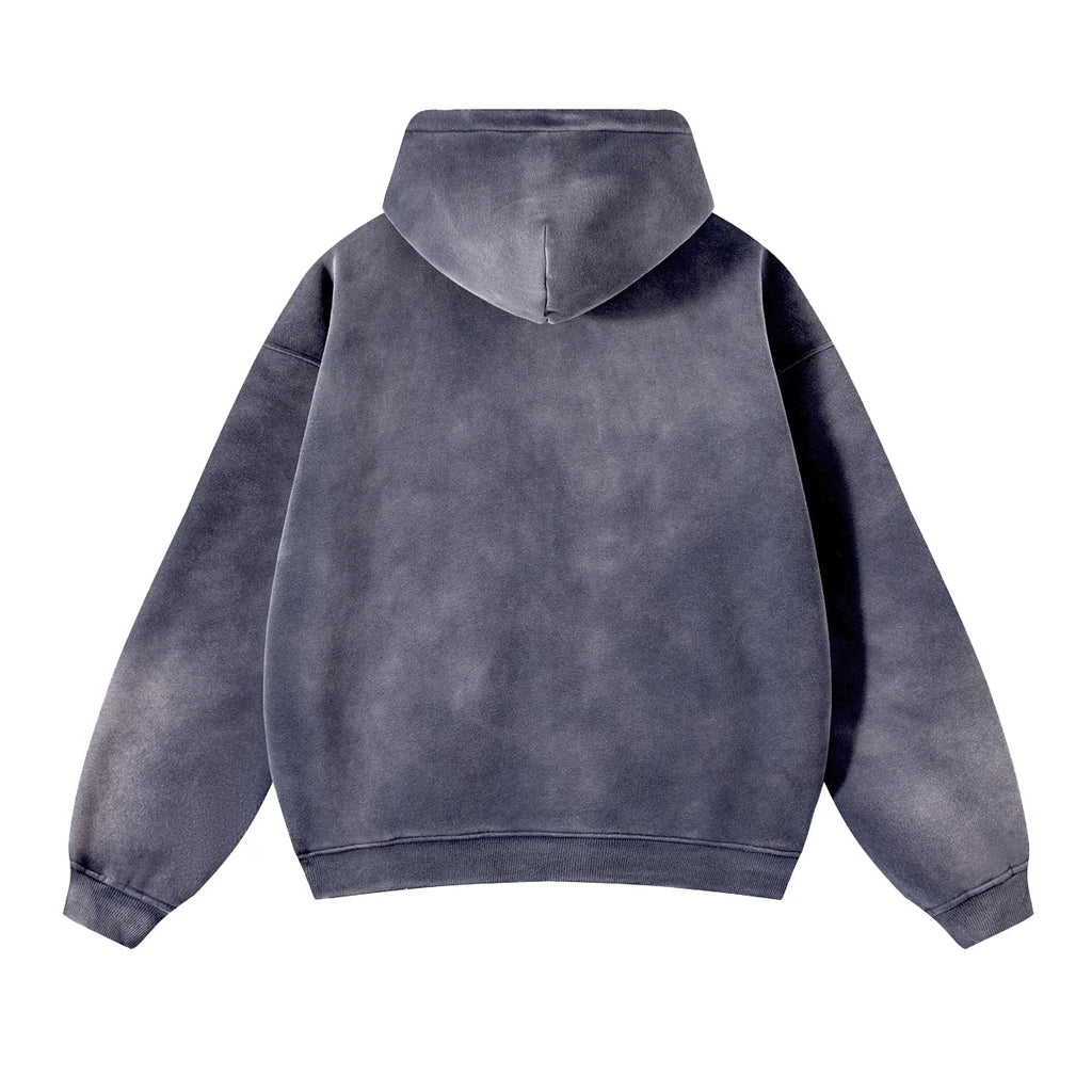 Hoodie Homme Oversize Zip Tie Dye Dégradé – Sweat Cardigan Peluche Loose Grande Taille Hiver | Mode Homme Premium