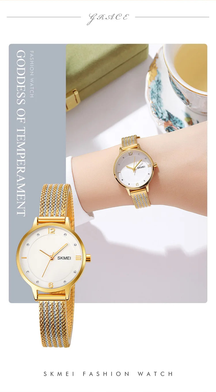 Montre Femme SKMEI 1874 Quartz Japonais Bracelet Acier Inoxydable – Fashion Luxe Élégante
