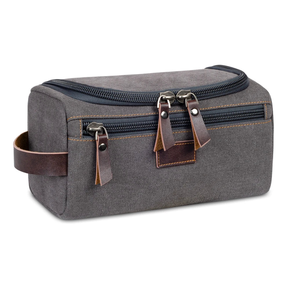 Dopp Kit Homme Voyage Canvas avec Crochet – Trousse Toilette Personnalisable | Salle de Bain