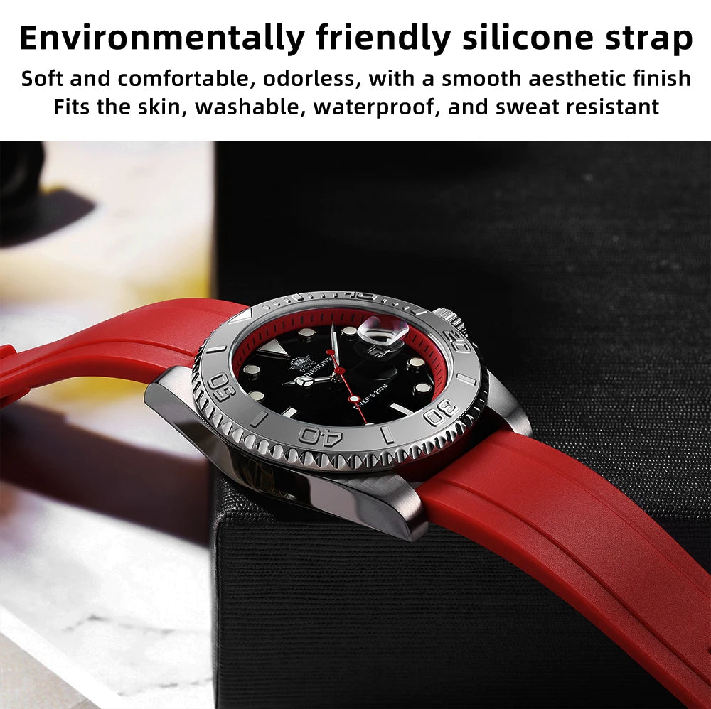 Montre Homme ADDIESDIVE AD2040 Quartz Plongée 41mm – Super Lumineuse 200M Caoutchouc Calendrier