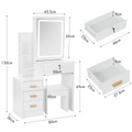 Coiffeuse avec Miroir & Tabouret Blanc – Tiroirs & Étagères Ouvertes | Bureau Maquillage Chambre