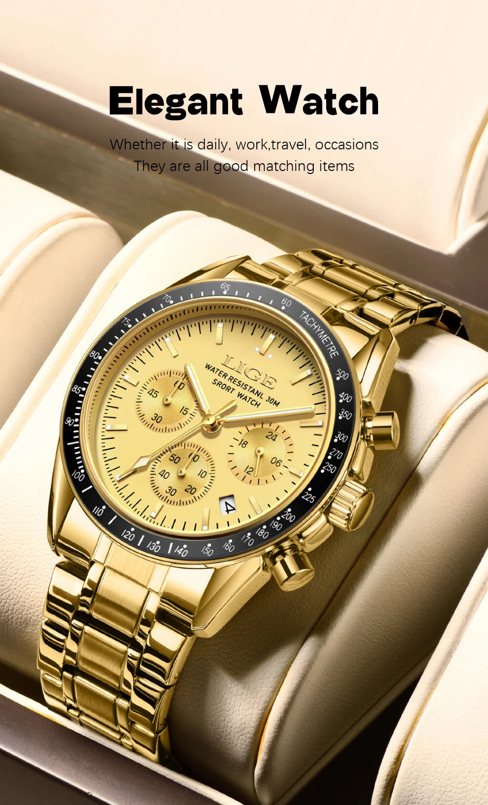 Herrenuhr LIGE Luxus Fashion Quarz – Edelstahl Leuchtend Wasserdicht Trendig