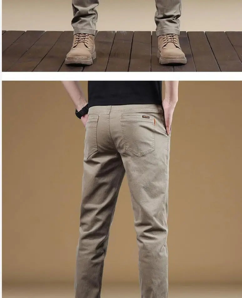Pantalon Homme Coton Léger Été – Slim Droit Élastique Business Casual Polyvalent | Mode Homme Premium