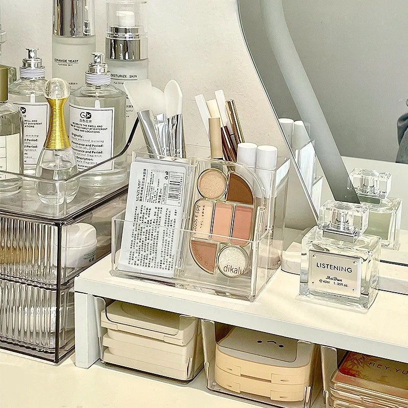 Boîte Acrylique Organisateur Maquillage 3-5 Grilles – Pot Pinceaux & Bijoux | Bureau & Coiffeuse