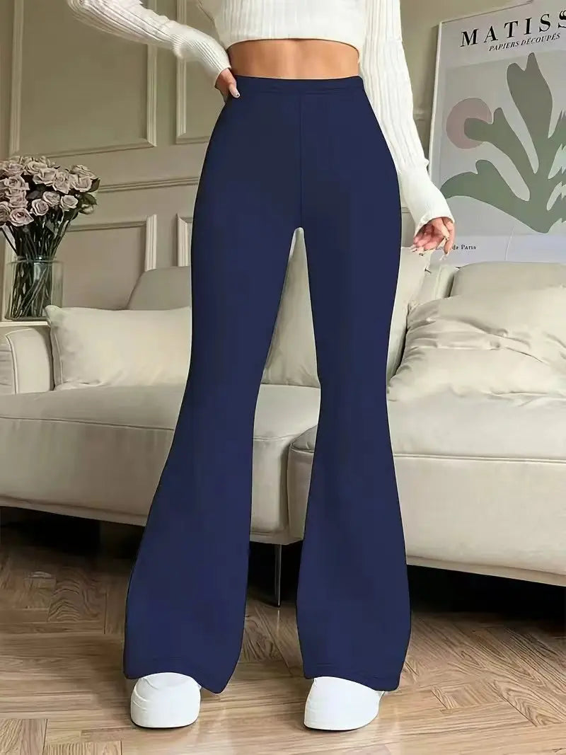 Damen Yoga Flare Hose Hohe Taille Schwarz – Bequeme Elastische Leggings | Fitness & Sport