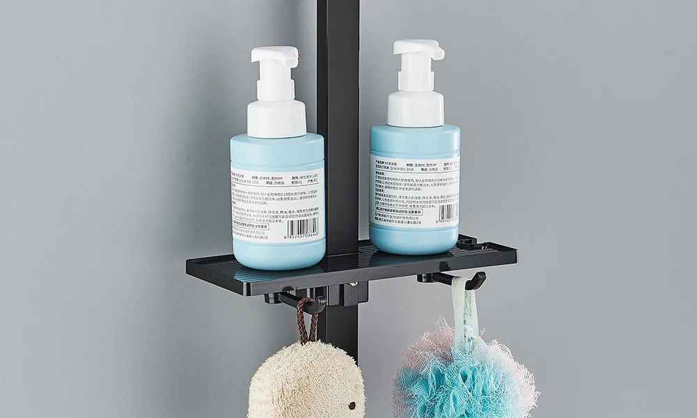 Rozin Ensemble Douche Pluie Mural Noir – Avec Bidet, Étagère & Bec Baignoire | Système Complet Laiton
