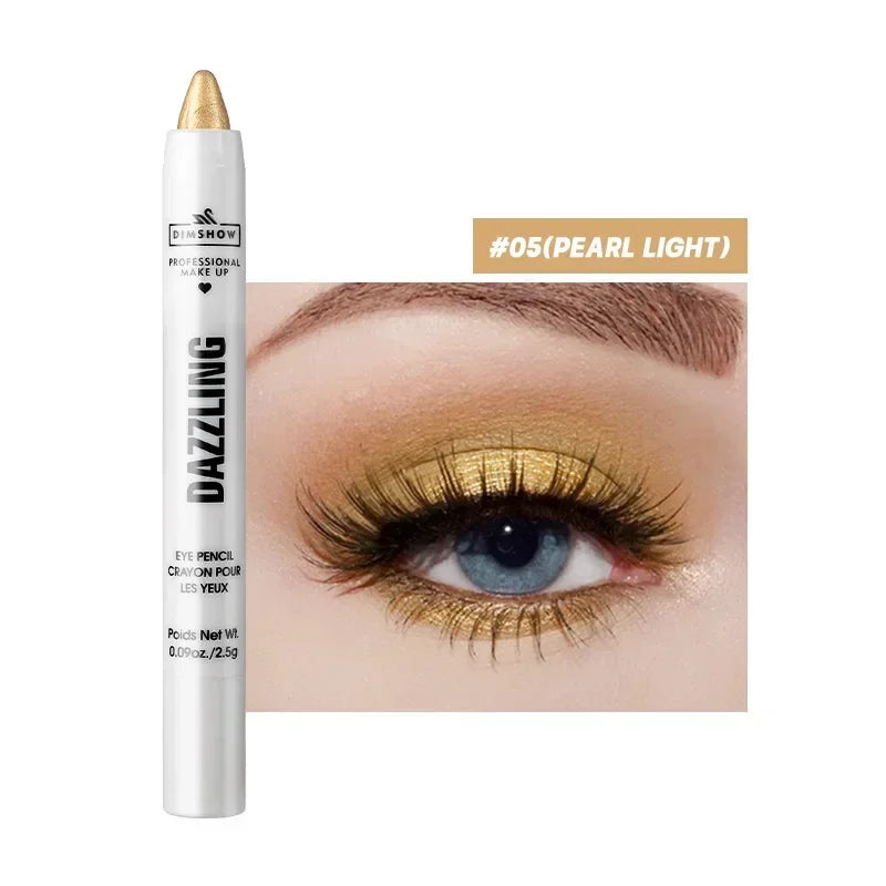 Crayon Fard à Paupières Highlighter Waterproof – Glitter Matte Nude Ver à Soie | Eyeliner Blanc Pigmenté