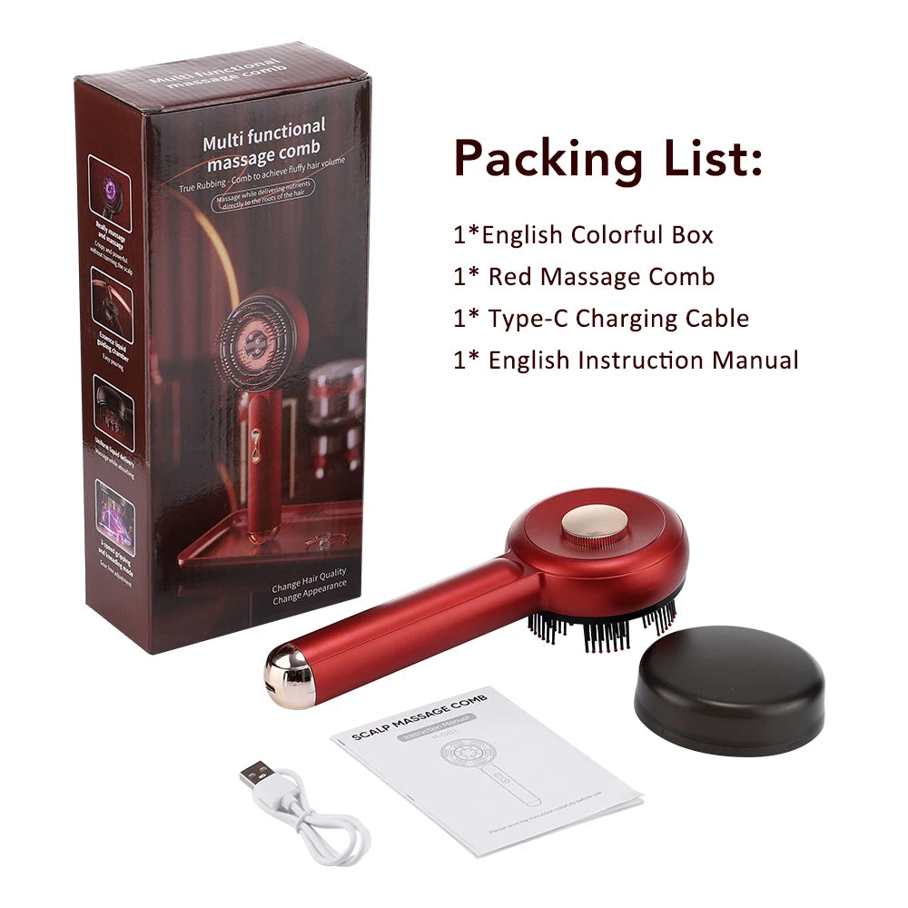 Peigne Masseur Cuir Chevelu Électrique - Luminothérapie Rouge & Bleue, Micro-Courant & Anti-Chute