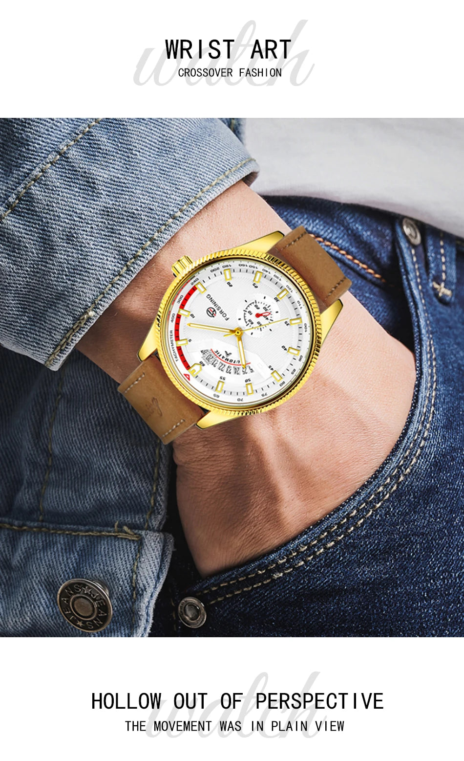 Montre Homme FORSINING Mécanique Automatique Chronographe Calendrier Cuir & Acier – Luxe Haute Qualité