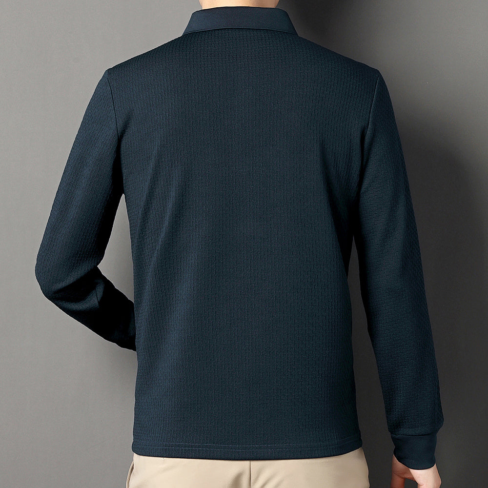 Polo Homme Manches Longues Ajourné Respirant Business Fashion Golf Élégant Grande Taille 4XL Intemporel Confortable – Polo Ajourné Premium Manches Longues Golf | Mode Homme Business Golf Premium