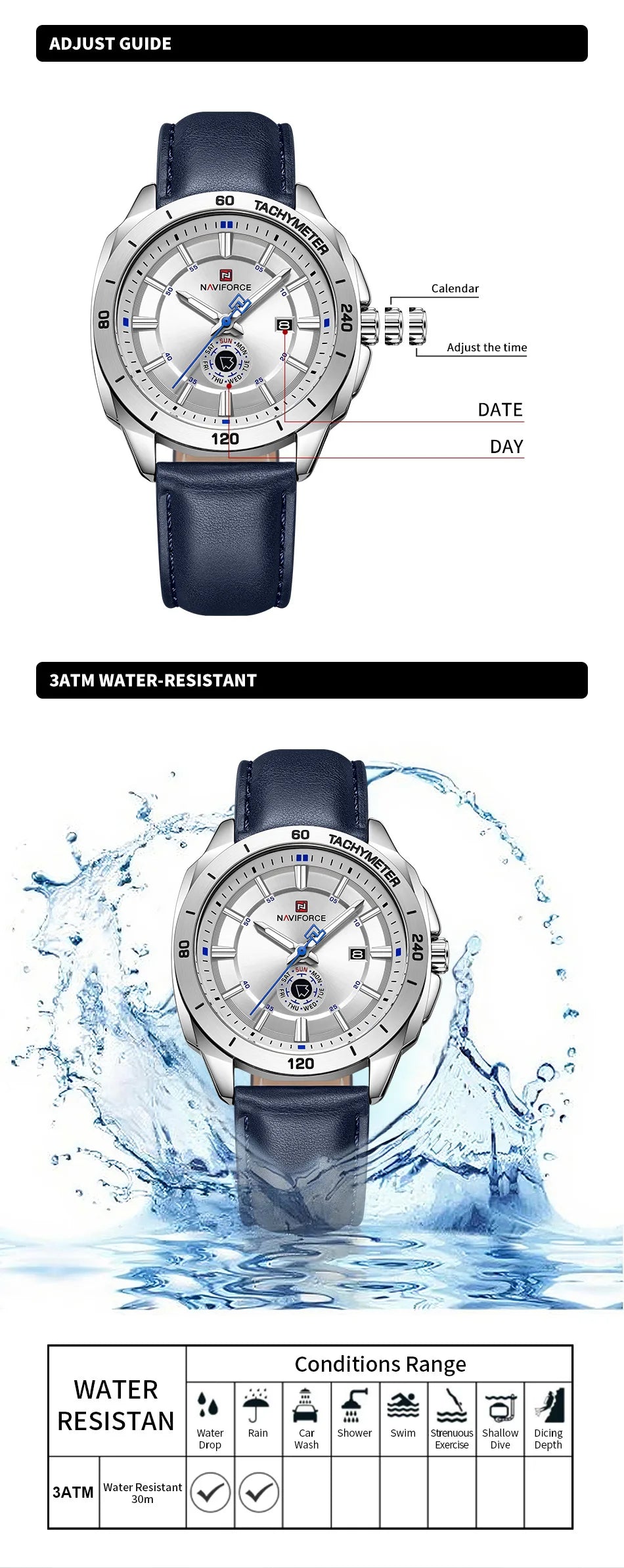 Montre Homme NAVIFORCE 2026 Quartz Cuir Sport Casual Jour Date – Élégante Fashion