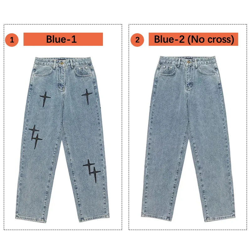 Jean Homme Imprimé Baggy Wide Leg Style Coréen K-Fashion Streetwear Cargo Droit Casual Loose Denim Tendance Urbain – Jean Baggy Premium K-Fashion | Mode Homme Streetwear K-Fashion Premium