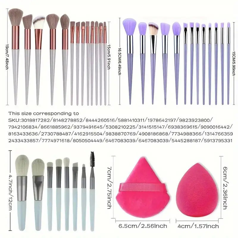 Set Pinceaux Maquillage Professionnel – Fond de Teint, Poudre, Fard à Paupières & Kabuki | Ultra-Doux & Précis
