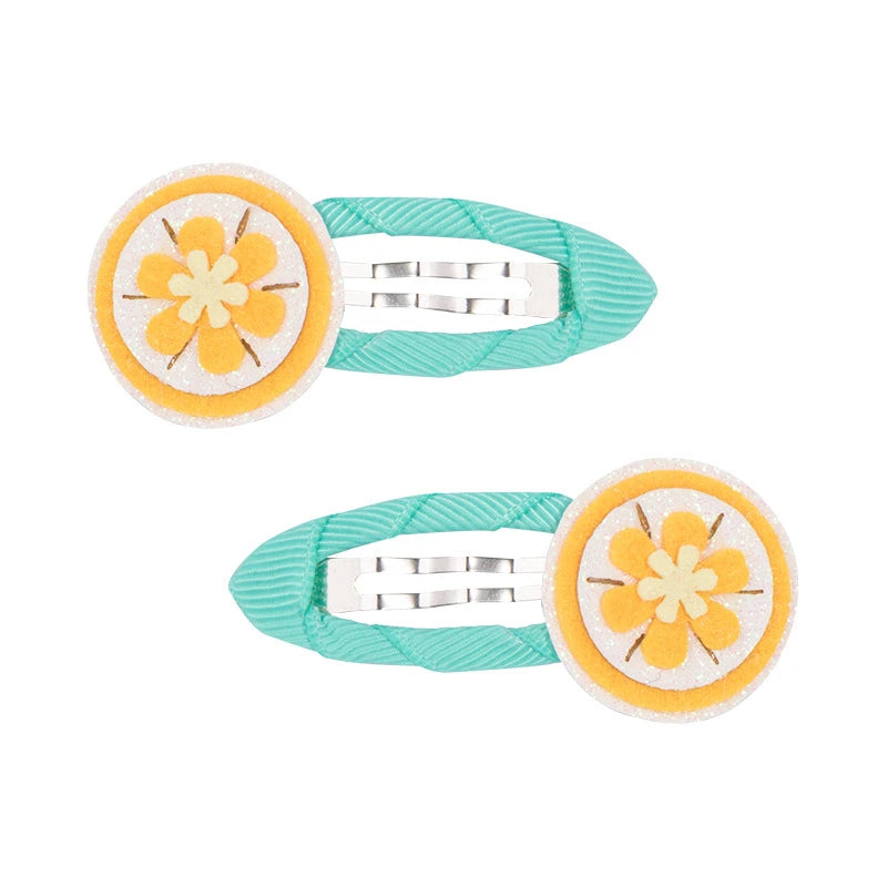 Lot 2 Barrettes Fille Bébé Motifs Adorables – Pinces Cheveux Enfant Animal Fruit Fleur Lapin Kitty