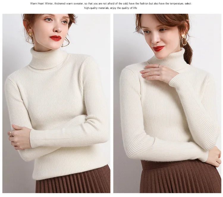 Pull Col Roulé Cachemire Ultra-Doux Femme - Tricot Basique Chic Automne Hiver | Heliar