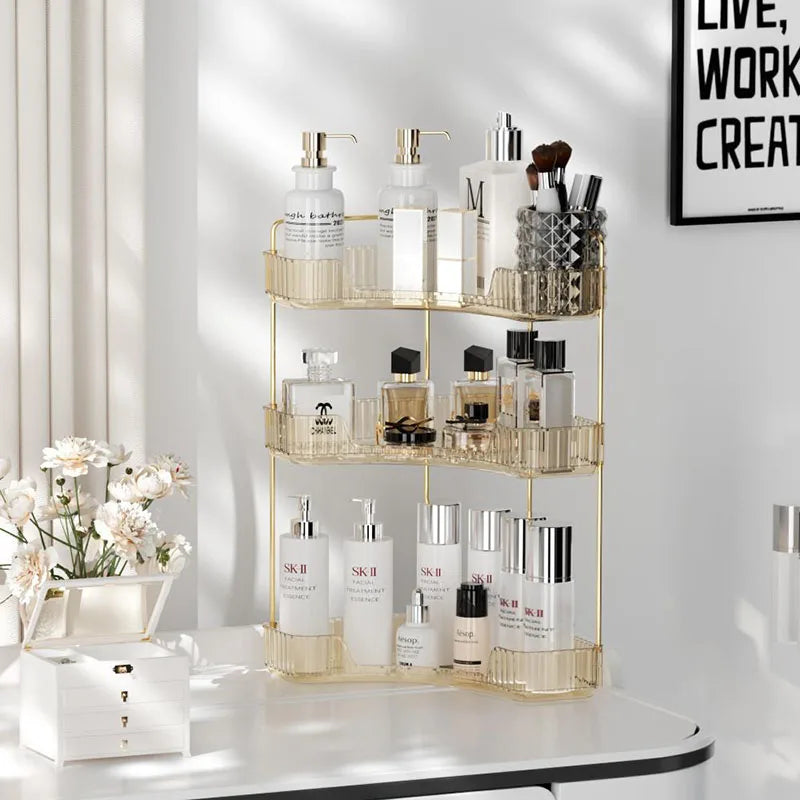 Étagère d’Angle Organisateur Salle de Bain – Rangement Maquillage, Skincare & Cuisine | Support Cosmétiques Bureau