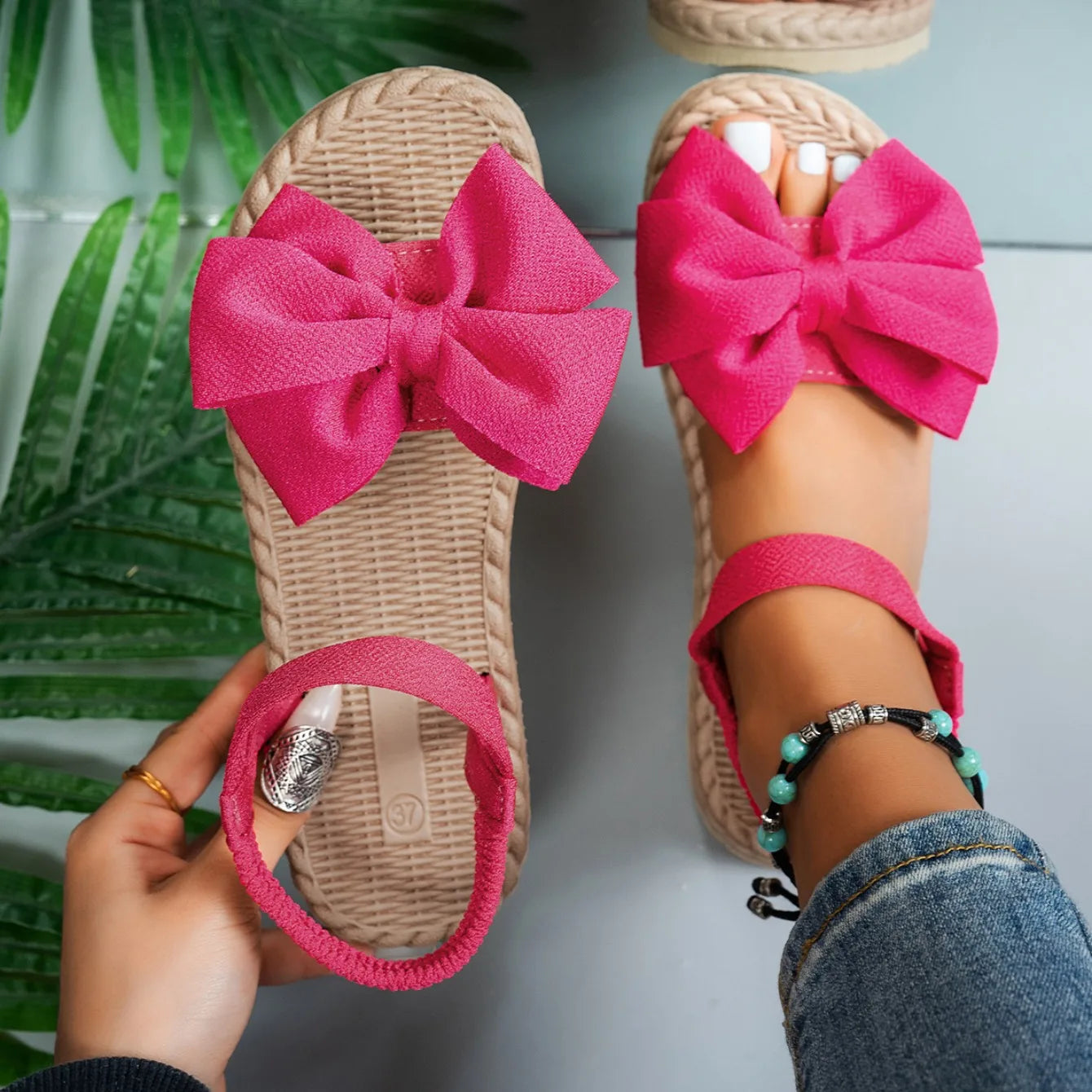 Mules Bow Tie Légères Femme Plage 2024 – Sandales Flat Casual Slides Home Outdoor