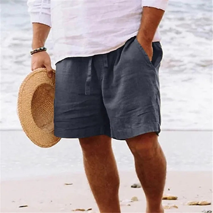 2025 Leinenstoff Sommer Sport Shorts Herren Strandshorts Tasche Bodybuilding Sweathose Fitness Jogger Laufhosen Gym Herren Shorts